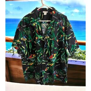 Made in Hawaii Size XXL Ocean Fish Print USA Hawaiian‎ Button T-Shirt Colorful